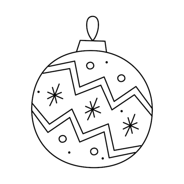 Premium Vector | Doodle christmas ball with zigzag pattern circles and ...