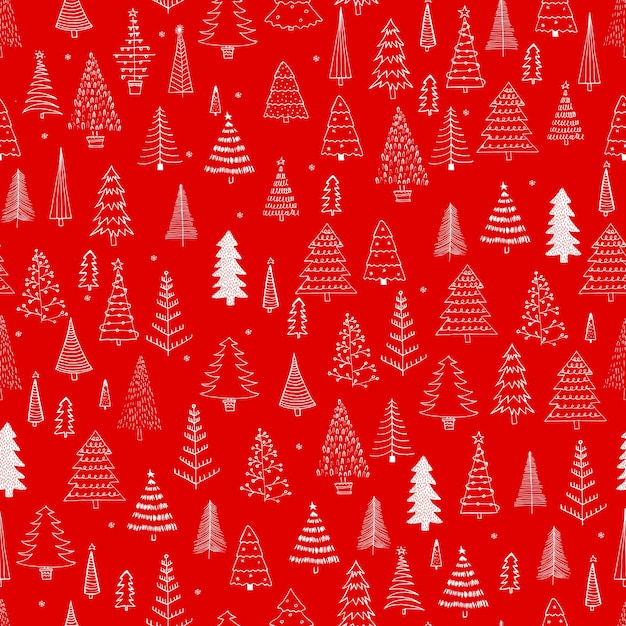 Doodle Christmas cute drawings seamless pattern