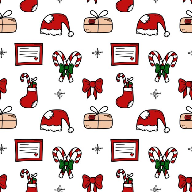 Vector doodle christmas and new year vector seamless pattern