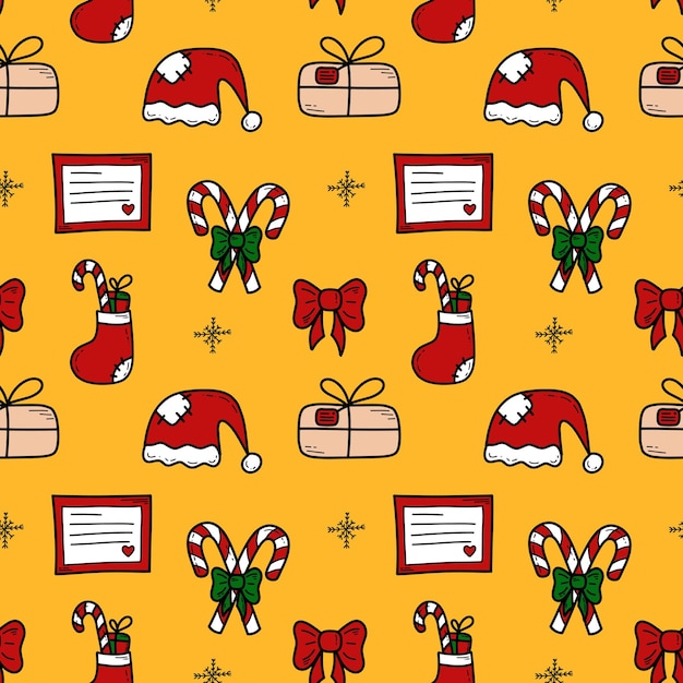 Vector doodle christmas and new year vector seamless pattern