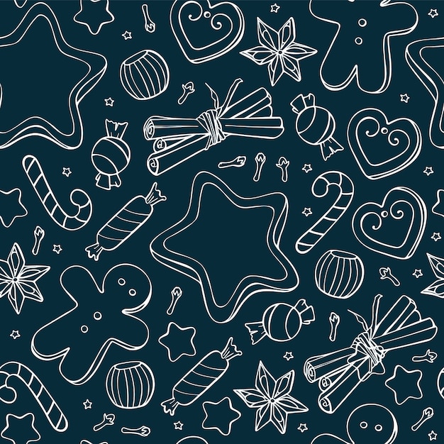 Vector doodle christmas seamless pattern