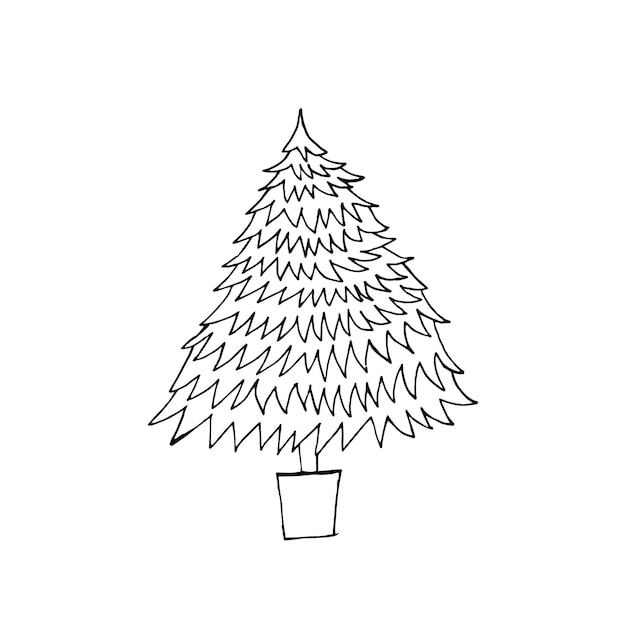 Doodle illustrazione dell'albero di natale semplice albero di natale doodle illustrazione dell'albero di pino