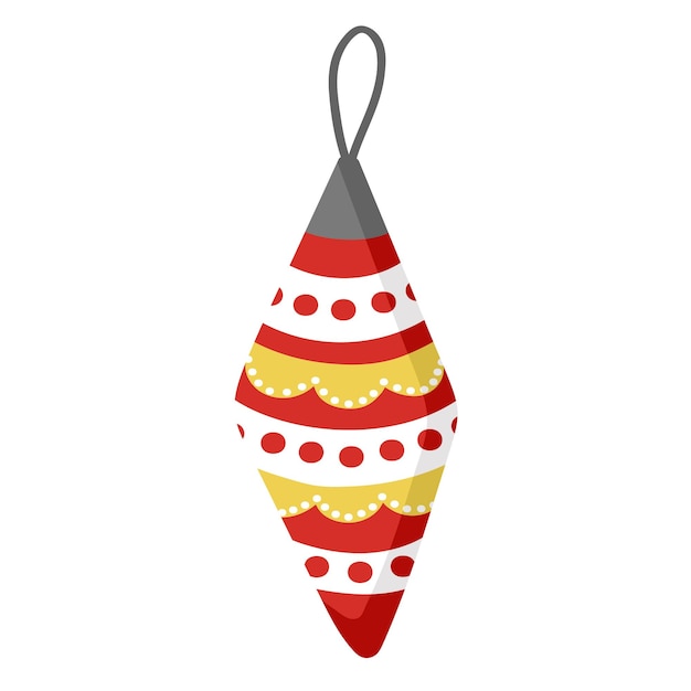 Doodle Christmas tree toy with a picture for decoration, design of cards, invitations