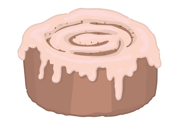 Doodle of cinnamon bun Sweet homemade pastry clipart isolated on white background Vector illustration in cartoon style