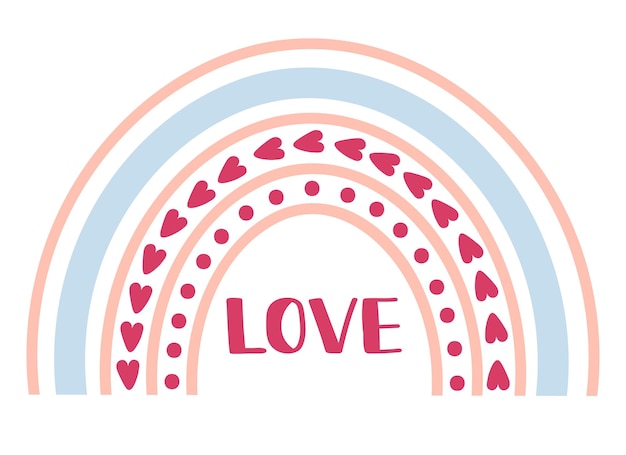 Vector doodle clipart cute boho rainbow