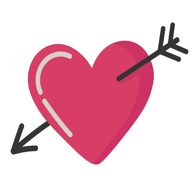 Doodle clipart cute heart with arrow for decoration