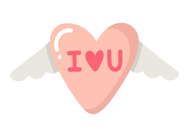 Doodle clipart cute heart with wings