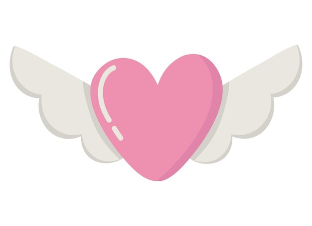 Doodle clipart cute heart with wings