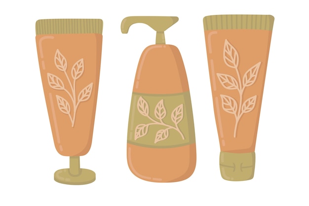 Doodle clipart set of bottles with skin care products