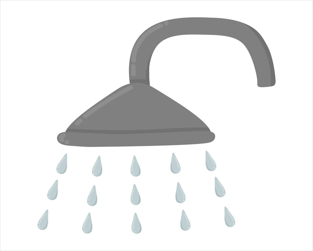 Soffione doccia clipart doodle con gocce d'acqua