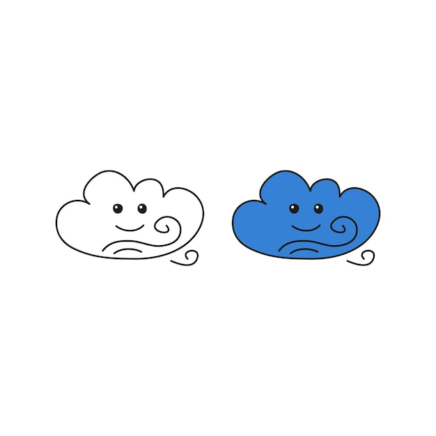 Icona di carattere felice nuvola di doodle