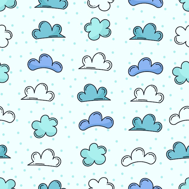 Vector doodle cloud naadloze patroon