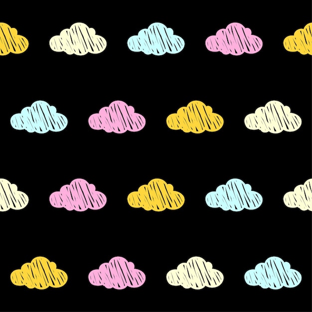 Doodle clouds seamless pattern background. abstract clouds swatch  for card, invitation, poster, textile, bag print, modern workshop advertising, t shirt etc.