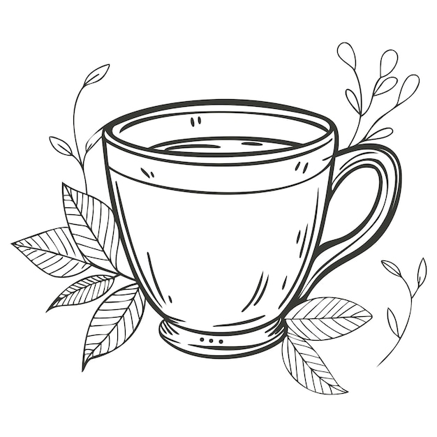 用叶子涂咖啡杯