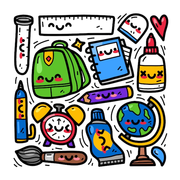 Doodle collection set of back to school element