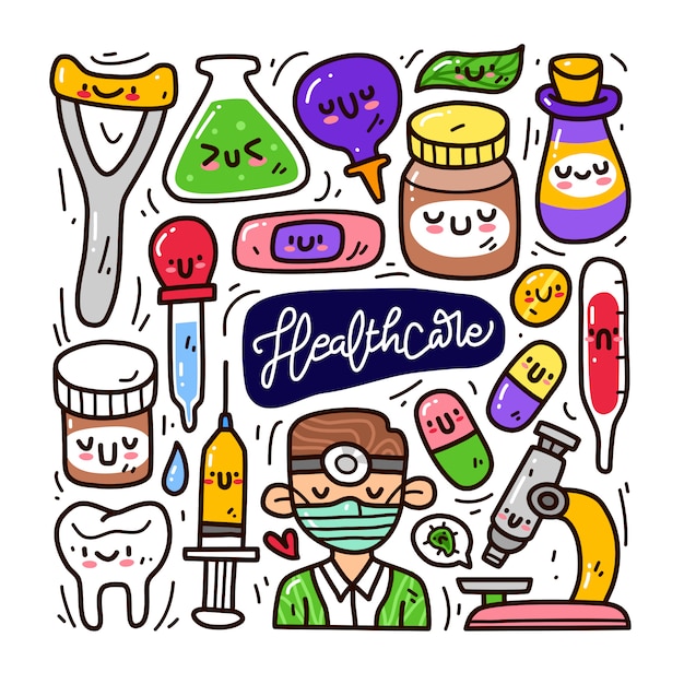 Doodle collection set of medical element