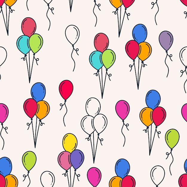 Doodle colorful balloon party pattern background