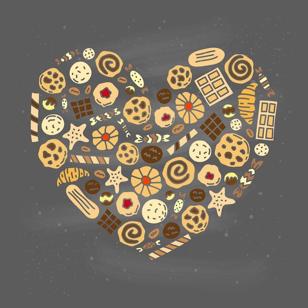 Doodle biscotti a forma di cuore