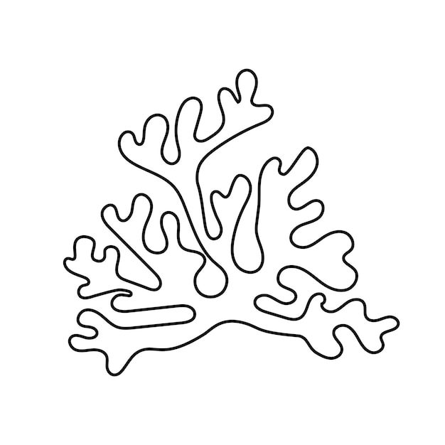 Doodle Coral outline Vector icon isolated Concept the world day ocean sea plants