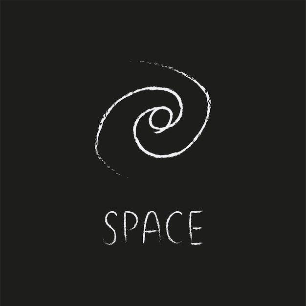 Vector doodle cosmos illustration in childish style hand drawn space card with lettering spiral