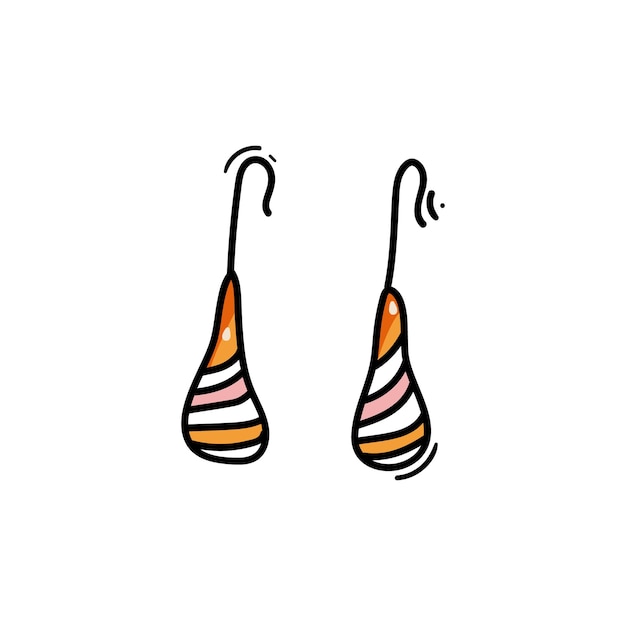 Doodle cute earrings in a simple doodle style Ears jewelry Vector isolated illustration