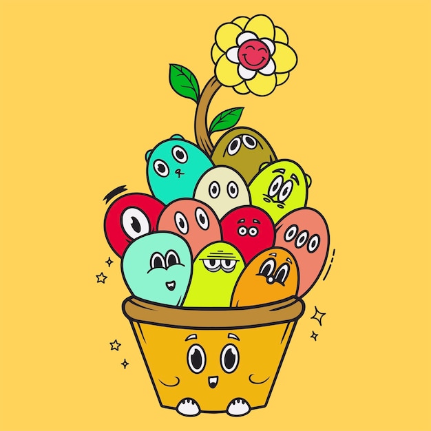 Vector doodle cute flower vector illustration