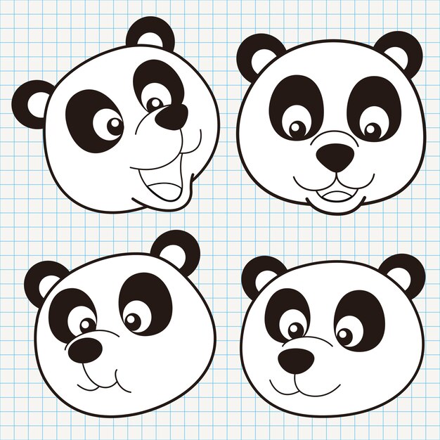 Doodle cute panda face collection