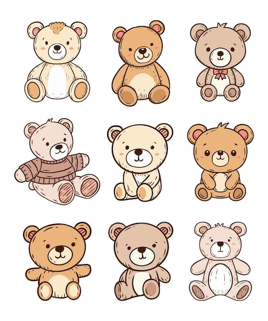 Doodle Cute Teddy Bear Vector Illustratie