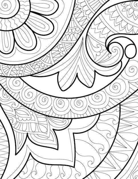 Vector doodle decoratieve mehndi design stijl bloemen kleurplaat voor volwassenen kids illustratie