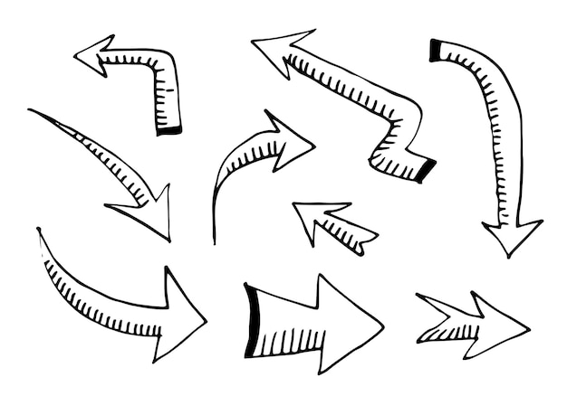 Вектор Элементы дизайна рисунка ручной стрелки изолированы на белом фоне векторная иллюстрация