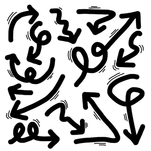 落書きデザイン要素手描き矢印白い背景で隔離ベクトルイラスト