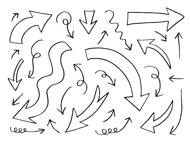 элементы дизайна рисунка ручной стрелки изолированы на белом фоне векторная иллюстрация