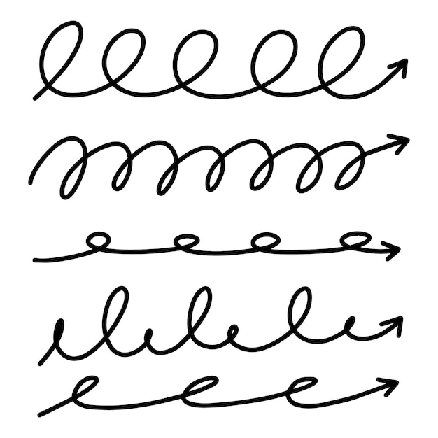 Doodle direction arrows set linear