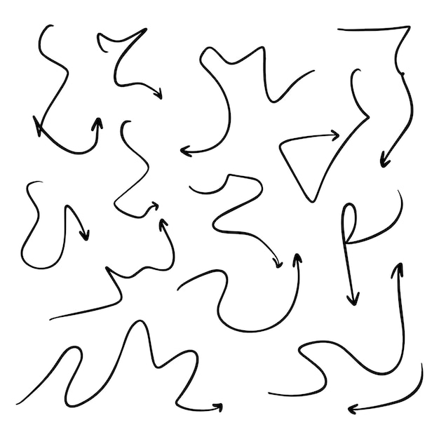 Doodle direction arrows set linear