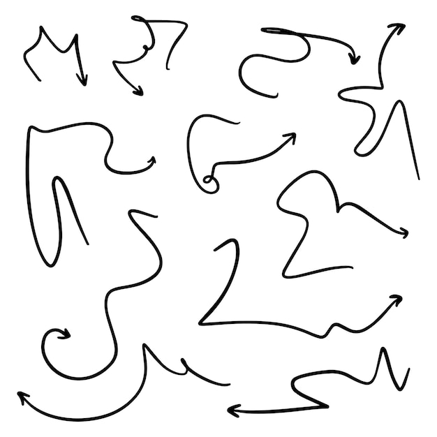 Doodle direction arrows set linear