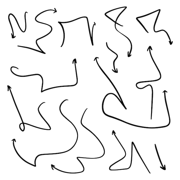 Doodle direction arrows set linear