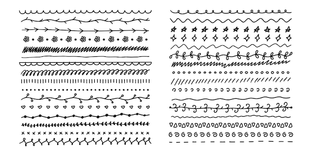 Vettore doodle divisori schizzo cartone animato sottolineano disegnato a mano ornamento floreale vettore matrimonio o natale