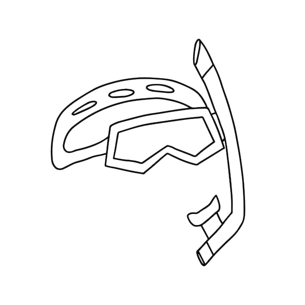 Vector doodle diving mask for snorkelling hand drawn sea diving mask vector