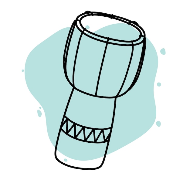 Vector doodle of djembe music traditional. hand drawn african djembe icon.