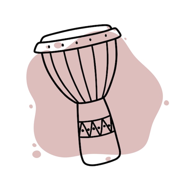 Doodle Of Djembe Music Traditional. Hand drawn African djembe icon.