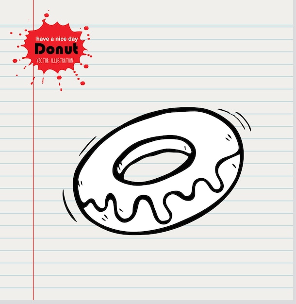 Doodle donut on paper background Vector bakery background design