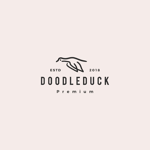 Doodle duck logo vector icon illustration