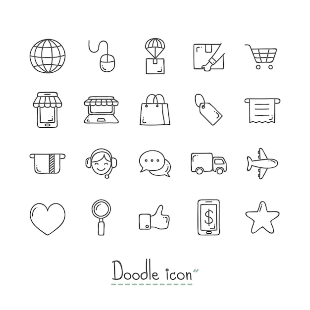 Doodle e-commerce icons.