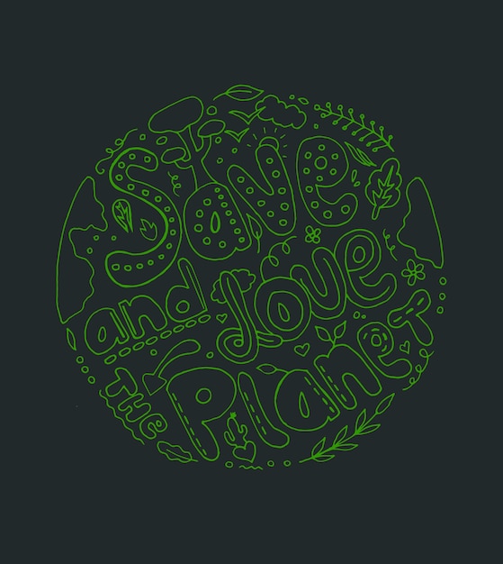 Doodle Earth Day in green color