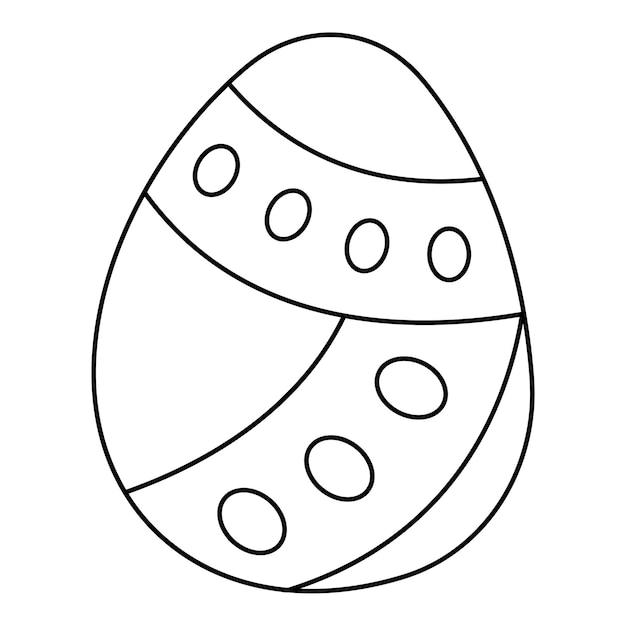 Doodle Easter egg2 with stripes and an oval Black and white vector illustration