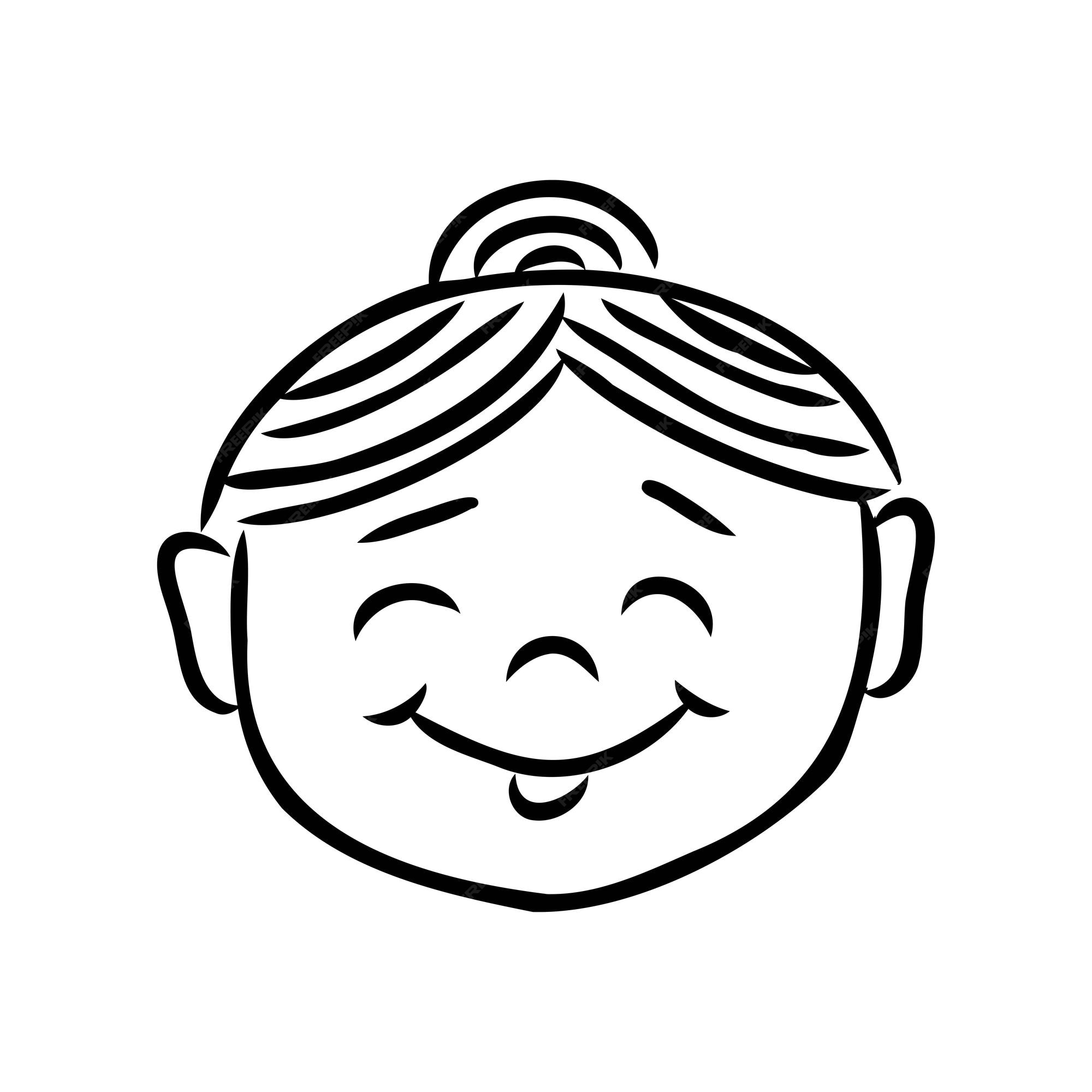 Premium Vector  Female face expression doodle funny cute emotion