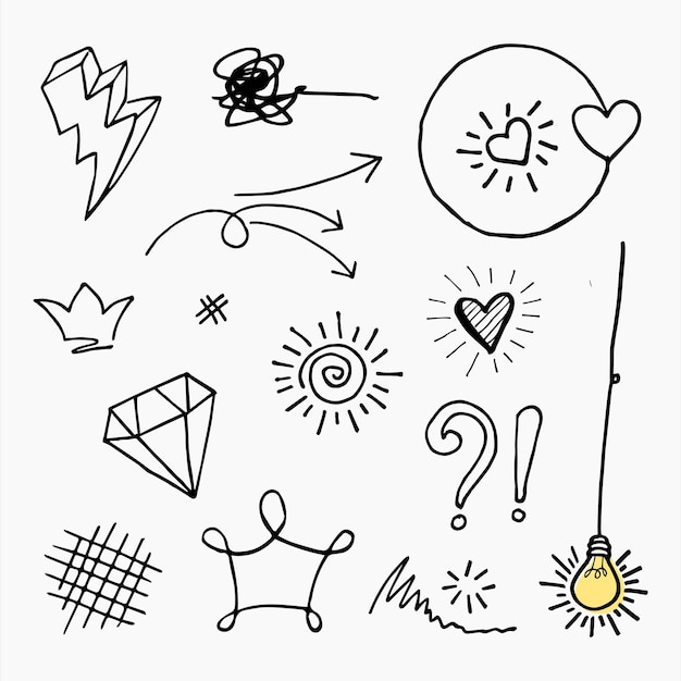 Vector doodle element vector set for concept design