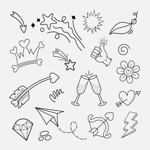 Doodle element vector set for concept design