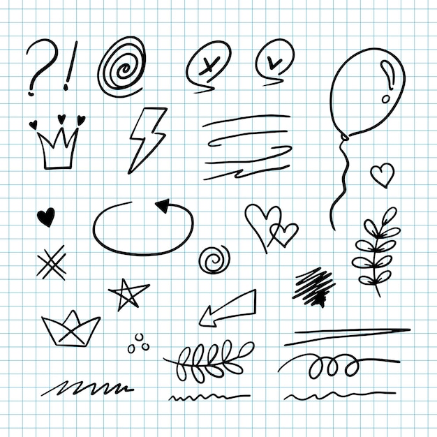 Doodle element vector set question mark