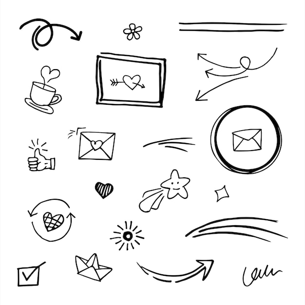 Doodle element vector set voor conceptontwerp